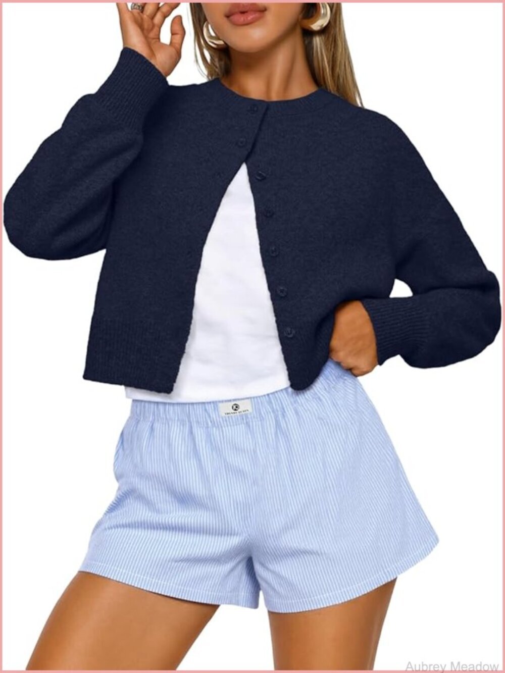 Cropped Cardigan Sweater Y2K Fall Fashion Womens Open Front Button Down